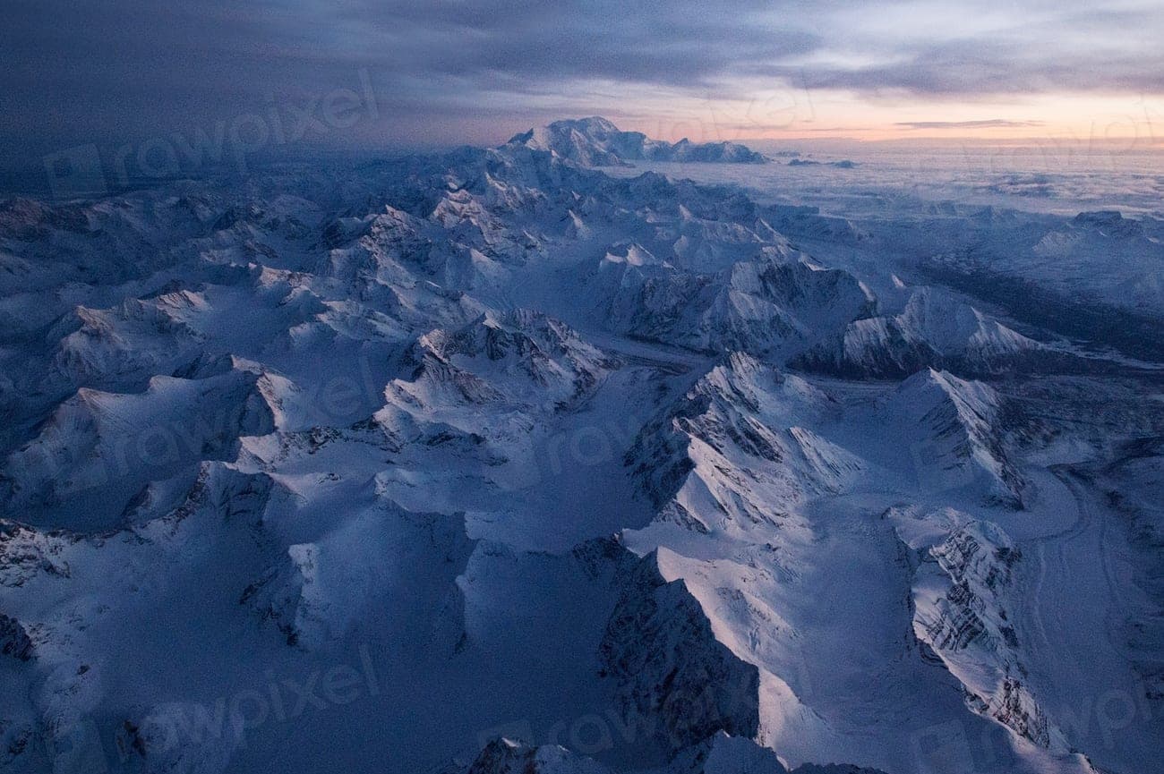 Mountain terrain photographed from the air